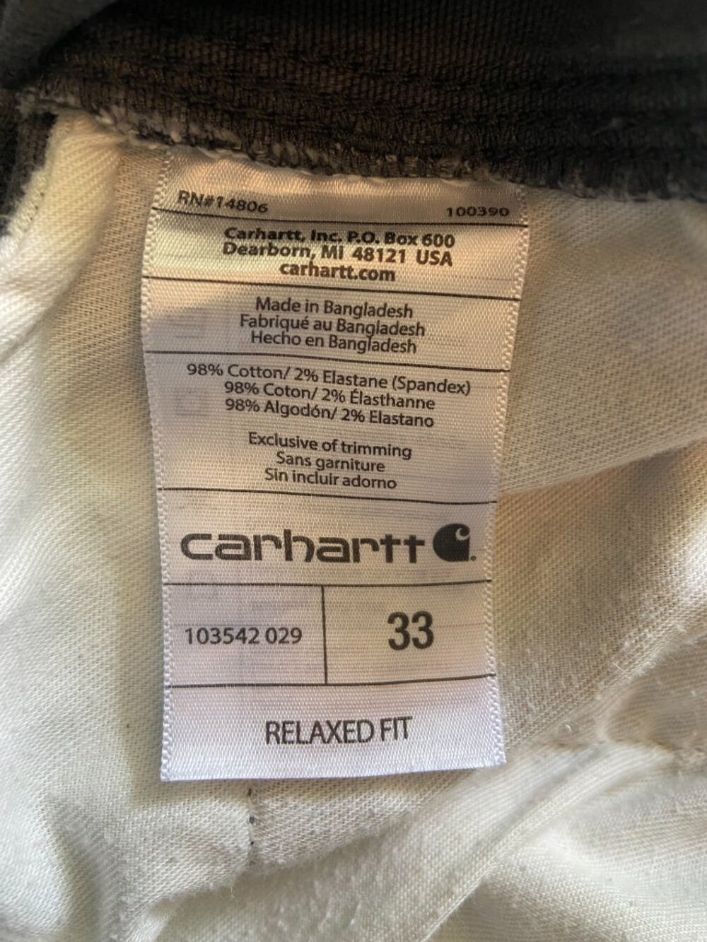 Carhartt Rigby Cargo Casual Work Shorts Relaxed Fit Gray Men's 33 - Picture 4 of 7